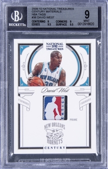 2009-10 Panini National Treasures Century Materials NBA Tags #36 David West Patch Card (#1/1) - BGS MINT 9